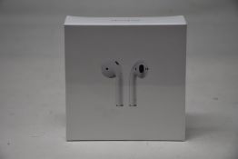 A boxed as new pair of Apple AirPods 2nd Gen with Charging Case (M/N: MV7N2ZM/A A2032/A2031/