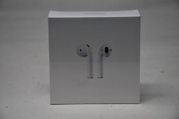 A boxed as new pair of Apple AirPods 2nd Gen with Charging Case (M/N: MV7N2ZM/A A2032/A2031/