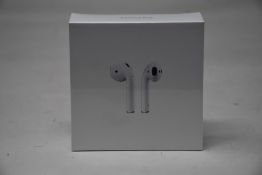 A boxed as new pair of Apple AirPods 2nd Gen with Charging Case (M/N: MV7N2ZM/A A2032/A2031/