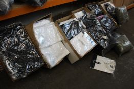 Six boxes of men's assorted as new clothing and accessories.