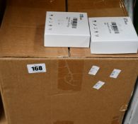 A box of i7s wireless earbuds with charging cases (Approximately 110 items).