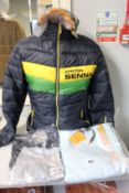 An an as new Ayrton Senna track jacket/coat (M), New Era McLaren cap, Red Bull Racing T-shirt (