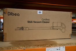 A boxed as new Dibea DW200 cordless stick vacuum cleaner.