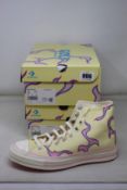 Two pairs of as new Golf Le Fleur x Converse Chuck 70 Yellow Flame sneakers (UK 7.5).