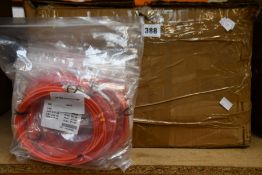 A box of assorted as new fibre patch cables.