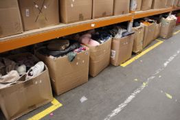 Eight boxes of pre-owned clothing and related items.