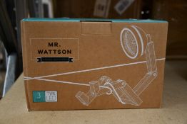 A boxed as new Piffany Mr. Wattson natural wood LED table lamp.
