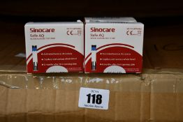 A large quantity of Sinocare Safe AQ - blood glucose test strips (Approximately 200 boxes of 50,