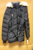 An as new Michael Kors faux fur trim belted puffer jacket (M).