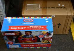 Three boxed as new Little Tikes - Cozy Coupe plush activity cars.