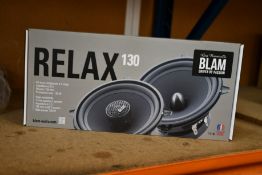 A boxed as new BLAM Relax 130 RS 2-way component speakers system.