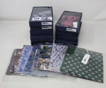 Eight as new Eton bow ties in boxes and ten assorted as new Eton pocket squares.