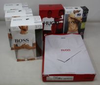 Three packs of as new Hugo Boss regular fit T-shirts (M, L, XXL - 3 per pack), a twin pack of crew