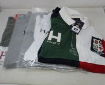Four assorted Hackett London polo tops (M, L, 2 x XL).