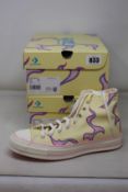 Two pairs of as new Golf Le Fleur x Converse Chuck 70 Yellow Flame sneakers (UK 7.5).