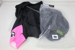 A pair of women's as new Stolen Goat Core shorts (M) and Bodyline One bib shorts (XL).