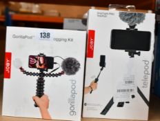 Three boxed Joby GorillaPod Mobile Vlogging Kit - ZML, Smartphone camera rig+mic+light and two boxed