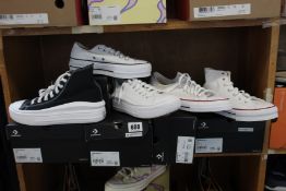 Five pairs of assorted as new Converse sneakers (Assorted sizes).