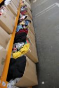 Nine boxes of assorted pre-owned clothing and related items.