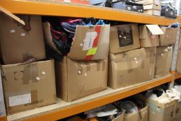 Eight boxes of pre-owned clothing and related items.
