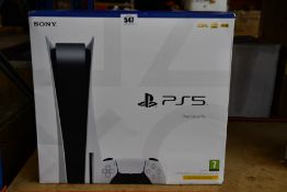A boxed as new Sony PlayStation 5 games console with 825GB storage in white (model: CFI-1116A) (some
