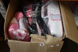 An as new Kamul Karex pushchair system in pink/white with matching car seat.