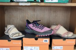 Three pairs of women's as new Merrell footwear; Terran Cross II (UK 6), District Mendi Backstrap (UK