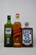 Three Johnnie Walker Red Label (700ml), a F.E.W Immortal Rye rye whiskey (750ml) and two Passport