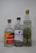 Four bottles of gin; Masons of Yorkshire Pink Grapefruit & Cucumber (700ml), Sapling Climate