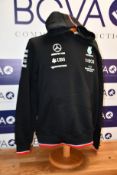 Two men's as new Mercedes AMG Petronas F1 2022 Team hooded sweatshirts (L).
