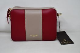 An as new Alinari Firenze Flavia crossbody bag in red/taupe.