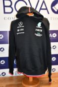 Two men's as new Mercedes AMG Petronas F1 2022 Team hooded sweatshirts (XL).