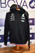 Two men's as new Mercedes AMG Petronas F1 2022 Team hooded sweatshirts (S).