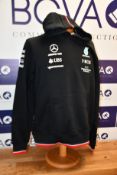 Two men's as new Mercedes AMG Petronas F1 2022 Team hooded sweatshirts (L).