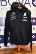 Two men's as new Mercedes AMG Petronas F1 2022 Team hooded sweatshirts (S).