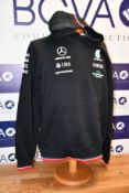 Two men's as new Mercedes AMG Petronas F1 2022 Team hooded sweatshirts (L).