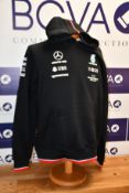 Two men's as new Mercedes AMG Petronas F1 2022 Team hooded sweatshirts (L).