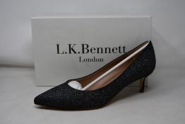 A pair of as new L.K.Bennett Audrey kitten heels in grey fine glitter (EU 41).