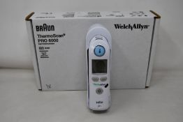 A boxed as new Braun ThermoScan PRO 6000 ear thermometer (#REF: 06000-200).