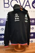 Two men's as new Mercedes AMG Petronas F1 2022 Team hooded sweatshirts (L).