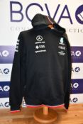 Two men's as new Mercedes AMG Petronas F1 2022 Team hooded sweatshirts (L).
