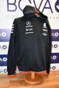 Two men's as new Mercedes AMG Petronas F1 2022 Team hooded sweatshirts (L).