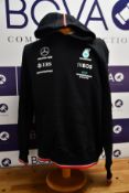 Two men's as new Mercedes AMG Petronas F1 2022 Team hooded sweatshirts (XL).
