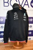 Two men's as new Mercedes AMG Petronas F1 2022 Team hooded sweatshirts (L).