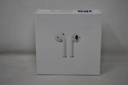 A boxed as new pair of Apple AirPods 2nd Gen with Charging Case (M/N: MV7N2ZM/A A2032/A2031/