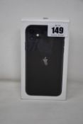 A boxed as new Apple iPhone 11 (A2221, Global) 128GB in Black (Box sealed) (Checkmend report ID: