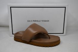 Two pairs of as new Gia x Pernille Teisbaek padded leather thong sandals in nude brown (EU 36/EU