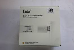 A boxed as new Tado smart radiator thermostat quattro pack.