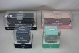 Two boxed as new Fresh and rebel rockbox brick portable wireless speaker and two boxed as new