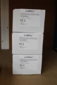 Three boxed as new Lumel Din Rail Electric Energy Meters (NMID30-2).